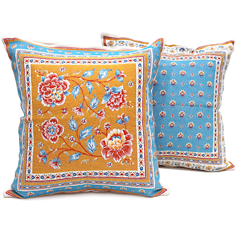 フランス製ジャカード織クッションカバー45cm角 両面柄ちがい◇FCC-RSL