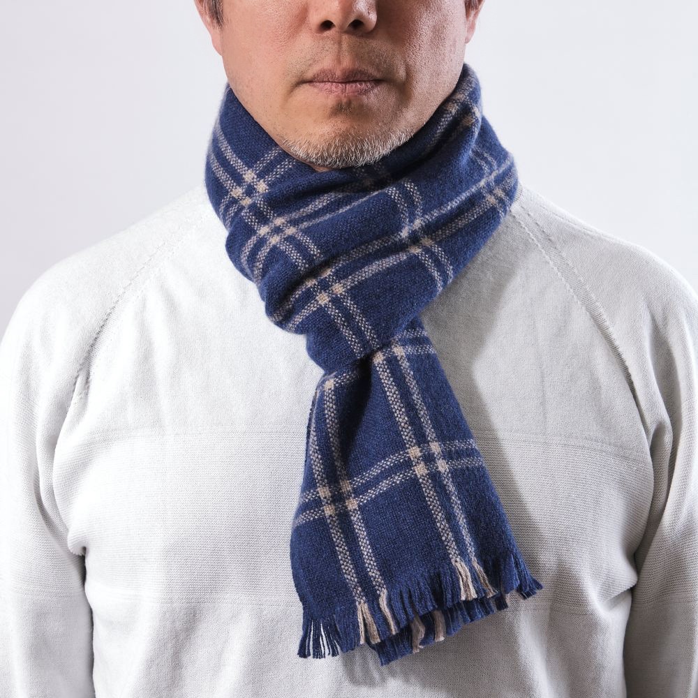 KIETH カシミア100％格子柄マフラー【日本製の確かな品質】