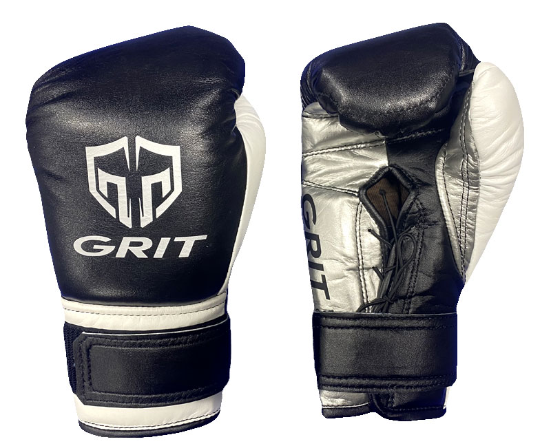 GRIT PROFESSIONAL VELCRO BOXING GLOVES 2311 BK/WH/SL（High spec