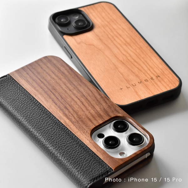 □【15Pro】「iPhone 15Pro FLIPCASE」木目が美しい手帳型アイフォン