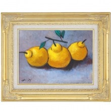 肉筆油彩画 「三宝柑」 萩原 淳 F6号 美術品 油絵 インテリア 額縁付き