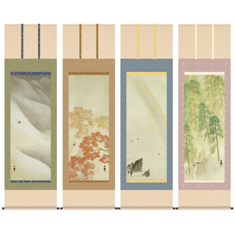 横山大観『春夏秋冬』高級掛軸4点セット : アートの友社 横山大観『春