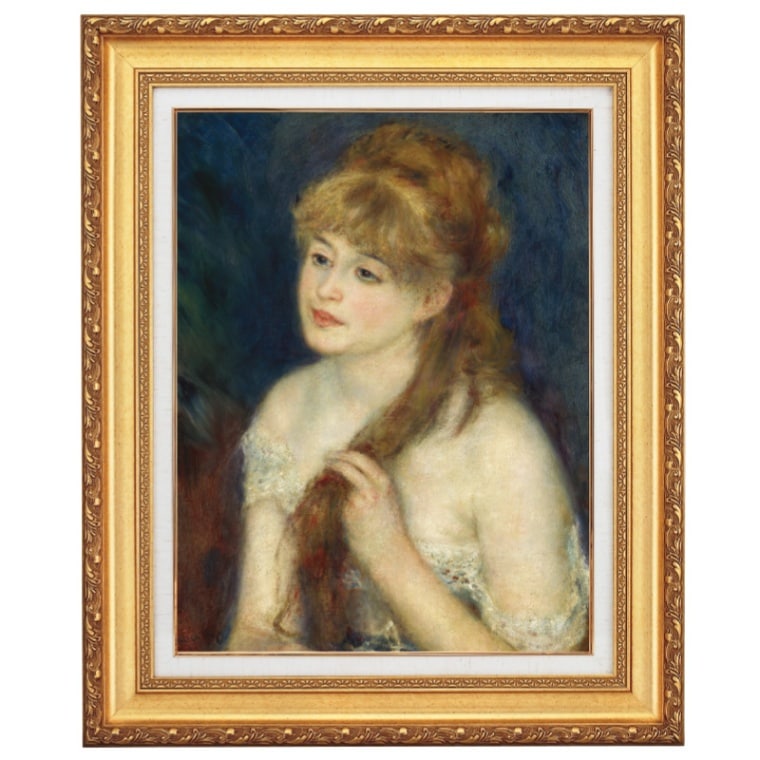 ルノワール「髪を編む若い女性」 10号立体複製名画 【5％ポイント還元