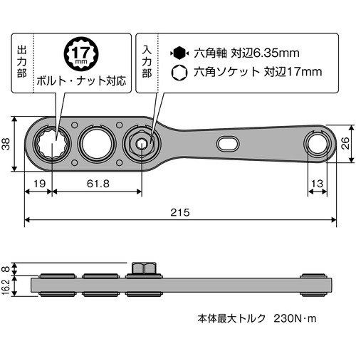 ANEX オフセットアダプター17㎜ソケットセット AOA-17S1 | メーカー