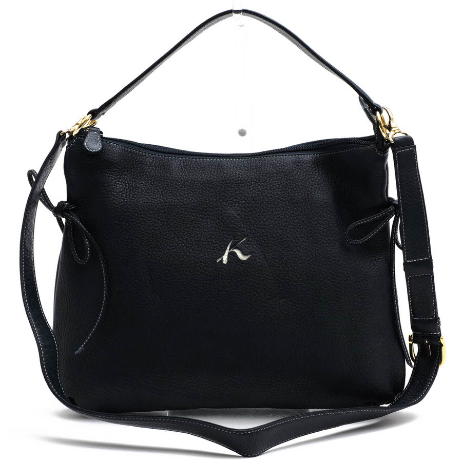 Kitamura Y-1328 / キタムラ クロスボディ 牛革 ボディバッグ シボ革