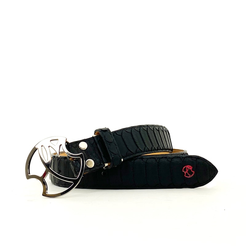 パイソン ベルトストラップ 35mm センターカット ブラック | BELT