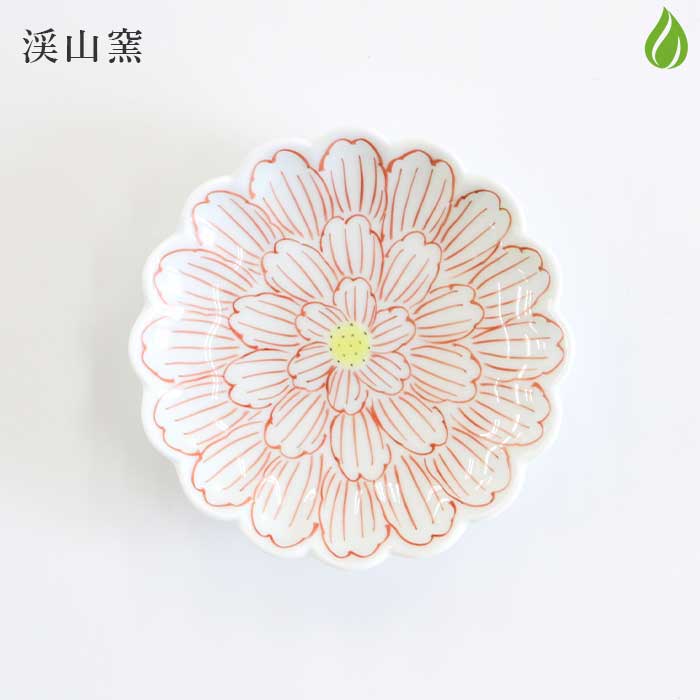 渓山窯 有田焼 豆皿 錦牡丹菊型3寸 [ 電子レンジOK ]