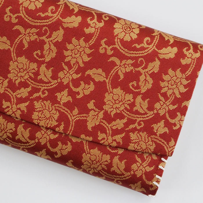 茶道具 名物裂 三ツ折（懐紙入） 二重蔓牡丹唐草金襴 えんじ （ふたえ