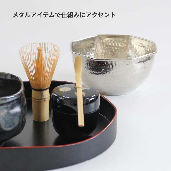 茶道具 建水 槌目八角建水 【 茶道 けんすい モール製 野点 八角建水 】