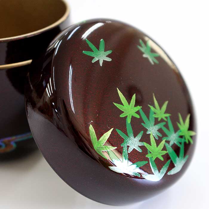 茶道具 棗 東雲 溜塗 中棗 青楓に鮎蒔絵 ( 内梨子地 )