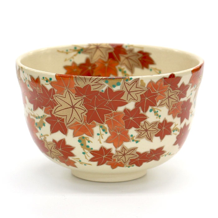 茶道具 抹茶茶碗 宮地英香作 仁清 紅葉