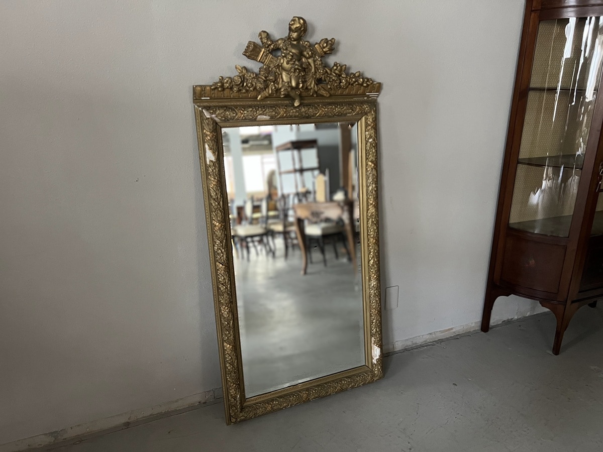 フランス ルイ16世様式 エンジェル装飾の大きなミラー 6533 | ミラー