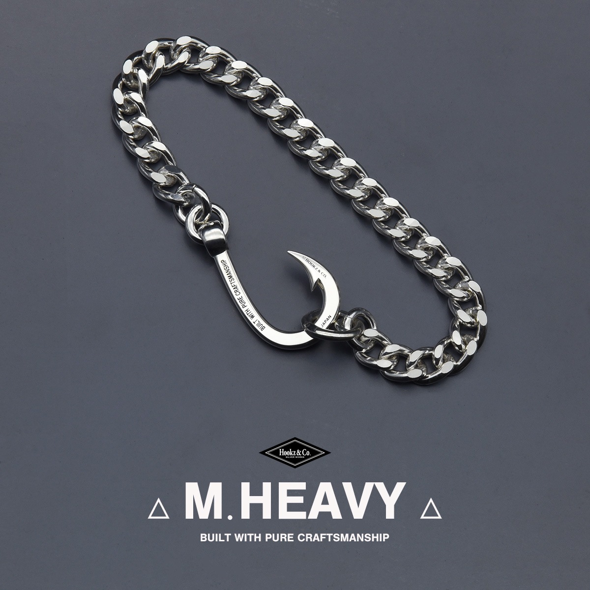 釣り針シルバーブレスレットMH/HOOKZ