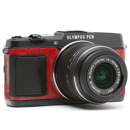 オリンパスペンE-P5用張り革キット 8020クロコレッド | 張り革キット