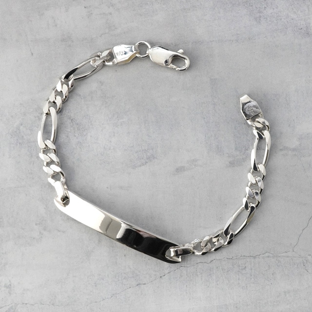 0020243SVL SV925製ブレスレット フィガロチェーン×プレート チェーン