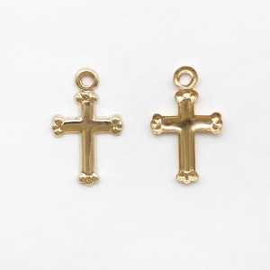 01K0093GFT 14KGF製トップ クロス チャーム19.5×11.5×2.0mm,Cカン外径