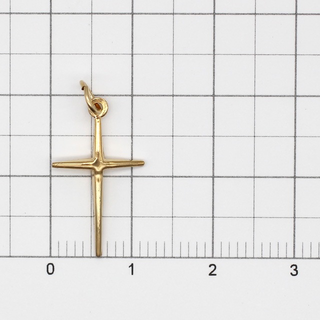 01K0093GFT 14KGF製トップ クロス チャーム19.5×11.5×2.0mm,Cカン外径