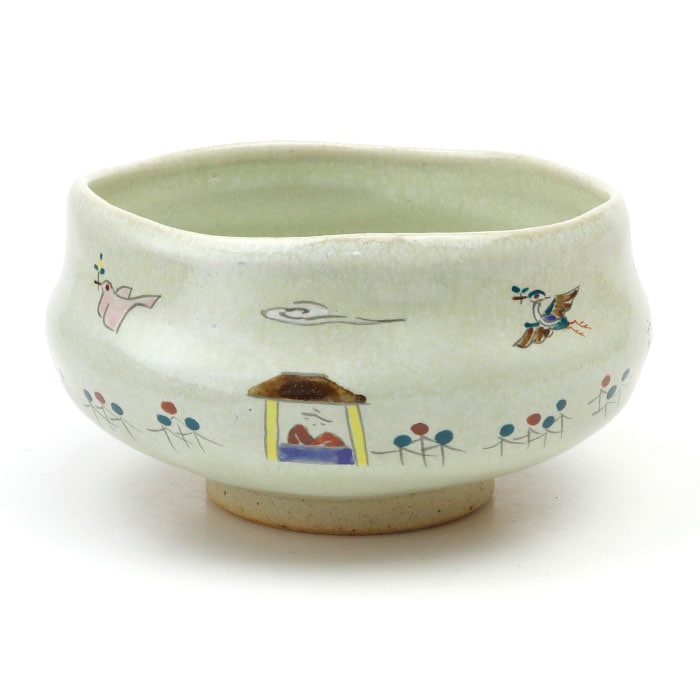 茶道具 抹茶碗 旅茶碗 赤膚焼 奈良絵 瑞鳥 昭山窯 | 小茶碗・利休茶碗