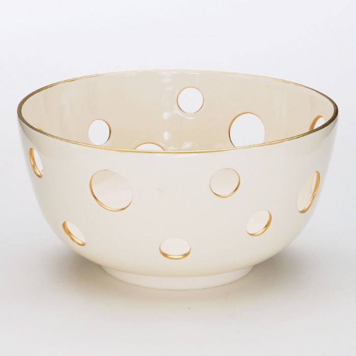 茶道具 菓子器 菓子鉢 仁清 水玉透 田中香泉作 21cm×11cm 桐箱入り