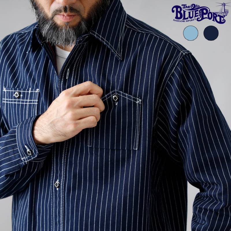 BLUEPORT】INDIGO WABASH 40's WORK SHIRT インディゴウォバッシュ