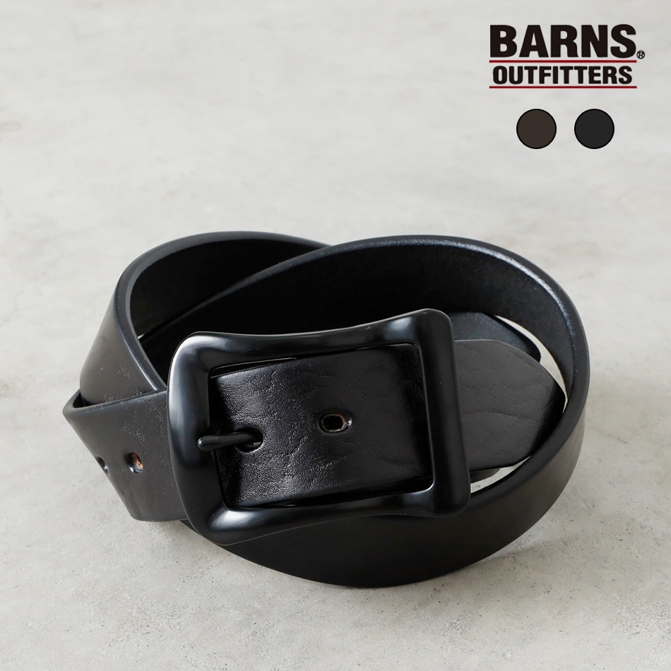BARNS OUTFITTERS】SQUARE BUCKLE TOCHIGI LEATHER BELT ”BLACK