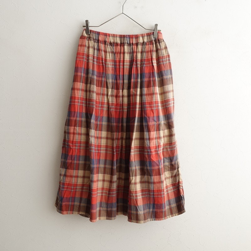 イチ アンティークス ICHI Antiquite's リネンチェック柄ギャザー