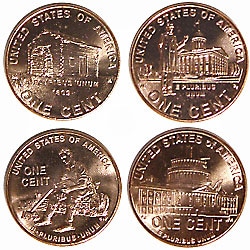 アメリカ リンカーン記念 2009年 1セント4種セット UNC | アメリカの