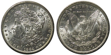 アメリカ モルガンダラー 1ドル銀貨 1884-O UNC 擦り傷有り | アメリカ