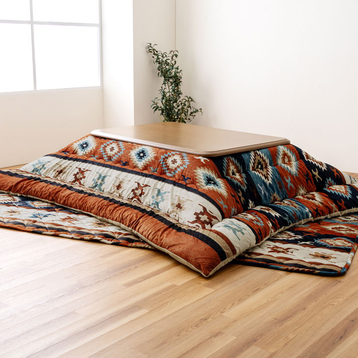 キリム柄 こたつ布団セット ロザン 掛け布団＋敷布団 正方形 長方形