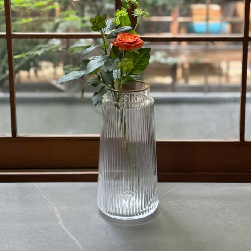 WELMS. Line Vase L／flower base ゴールド＆ガラス花瓶 | ギフト