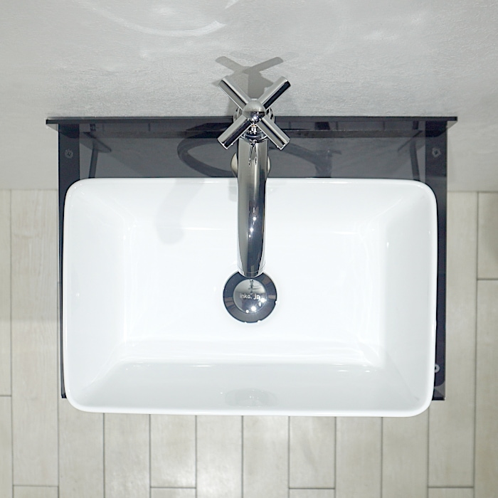 アクリル洗面台セット おしゃれ お得 壁付け 日本製 クリアブラック