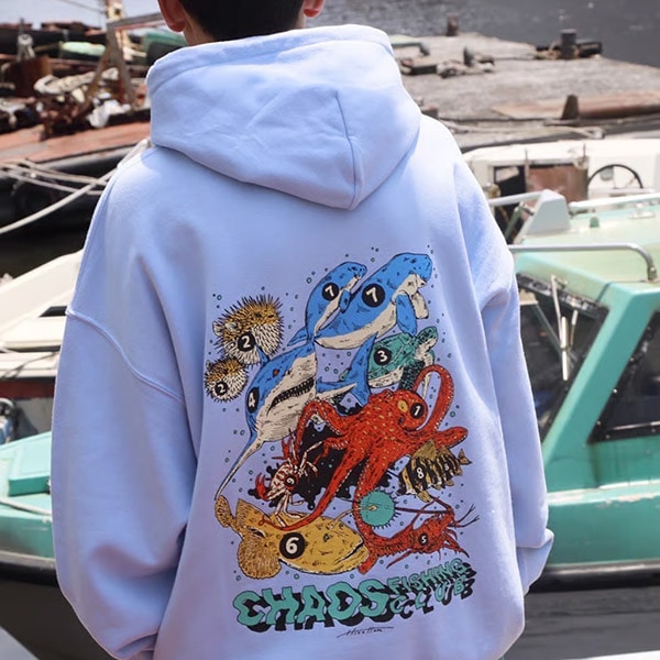 Chaos Fishing Club】ROAD OF THE SEA HOODIE light blue カオス