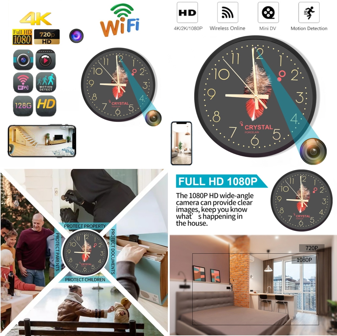 最新 正規品 4K 壁掛け時計型防犯カメラ TB-WCC 安心 見守り 防犯 監視