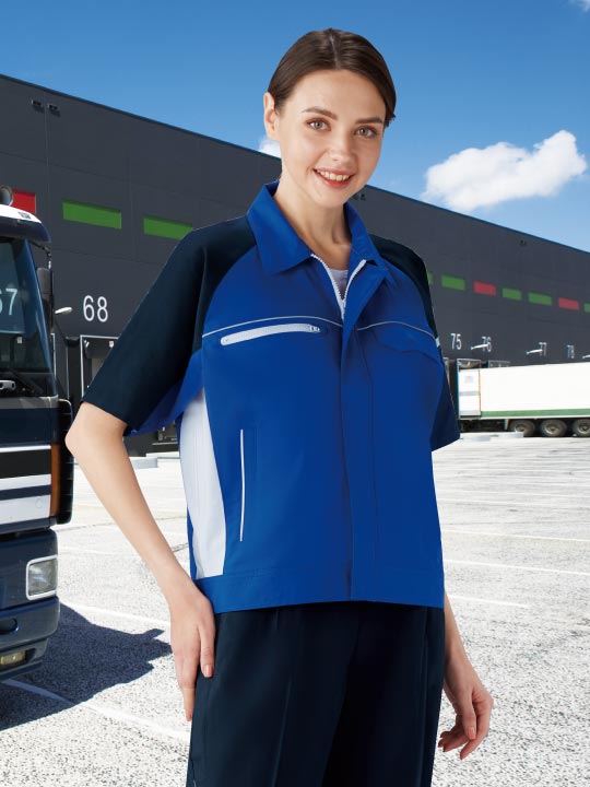 JICHODO】 86810 製品制電ストレッチ半袖ジャンパー [春夏]※SLIM FIT