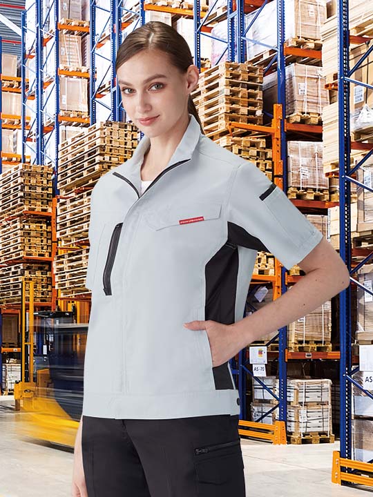 JICHODO】 87110 製品制電ストレッチ半袖ジャンパー [春夏]※SLIM FIT