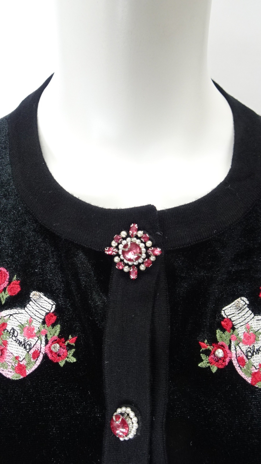 2025年秋冬 香水瓶刺しゅう ベロア素材×ニットカーディガン 2521015