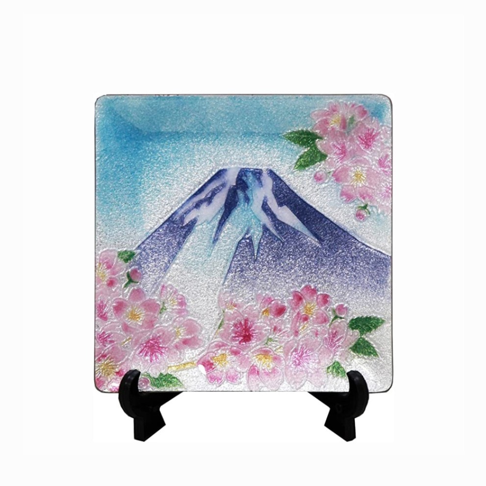 七宝焼き 飾皿 44富士に桜 | 飾皿 角形 | 伝統工芸品・和風記念品 通販