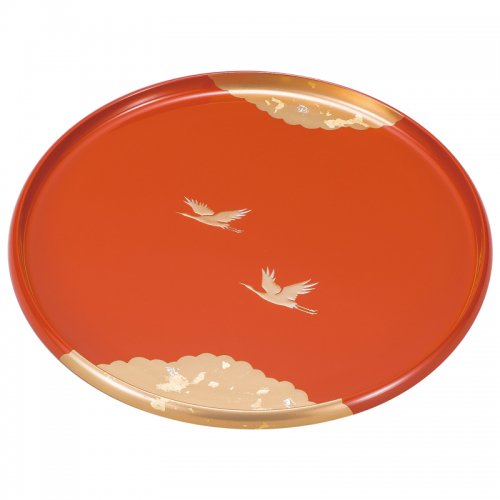 山中漆器 9.0丸盆 光輝 洗朱（あらいしゅ）※叙勲向け菊紋入れ可能 | 丸