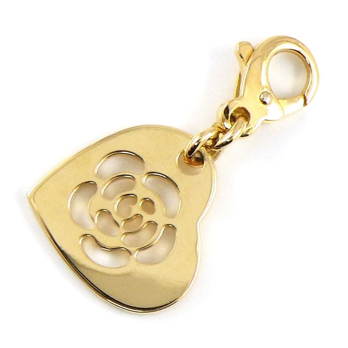 シャネル CHANEL】チャーム ペンダントトップ カメリア ハート K18YG