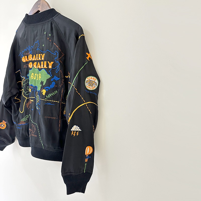 ティグルブロカンテ WorldMap 刺繍 スカジャン unisex Black | TIGRE