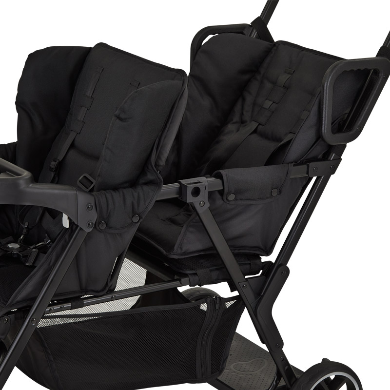 二人乗りベビーカー 二人でゴー(ブラック) 【専用リアシート付き