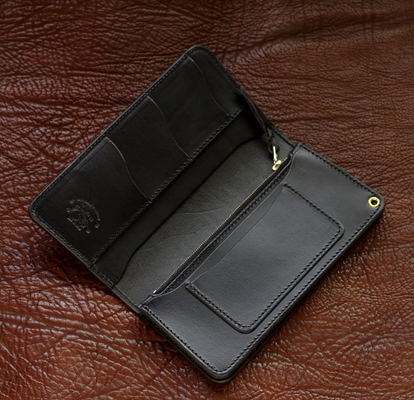 革蛸謹製 台形ロングワレット（ファーストタイプ）ブラック | 革蛸