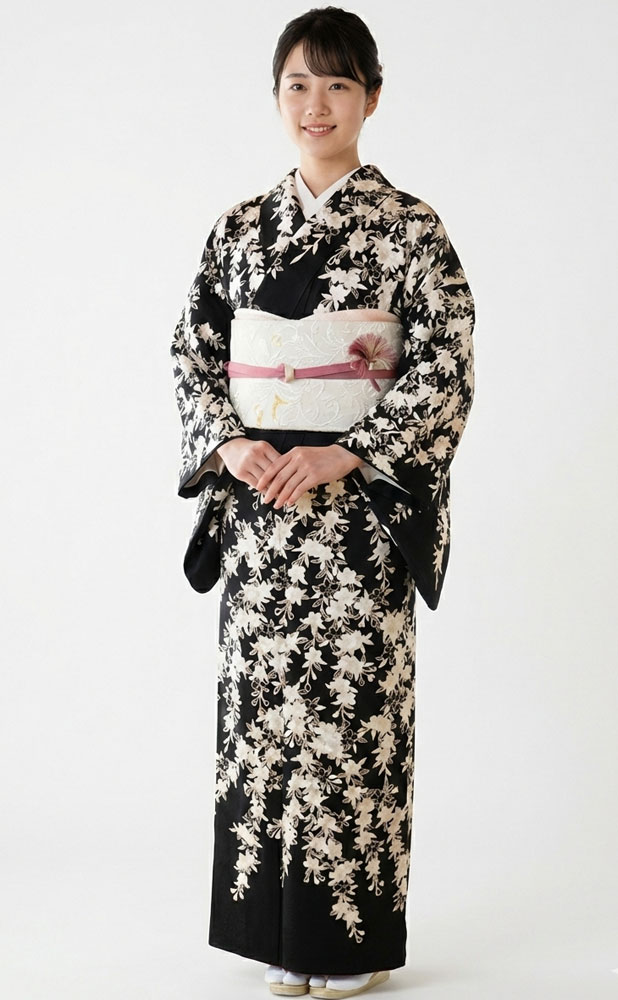 正絹訪問着 レンタルフルセット「総柄刺繍 桜」 | レンタル着物,訪問着