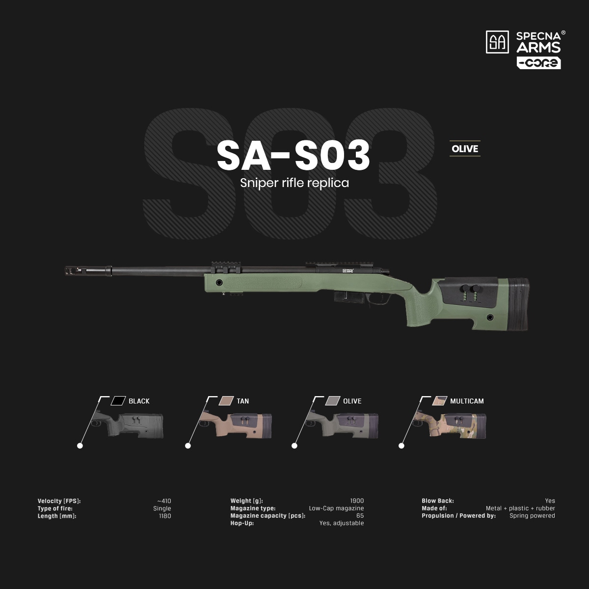 Specna Arms SA-S03 M40A5タイプ スナイパーライフル オリーブドラブ
