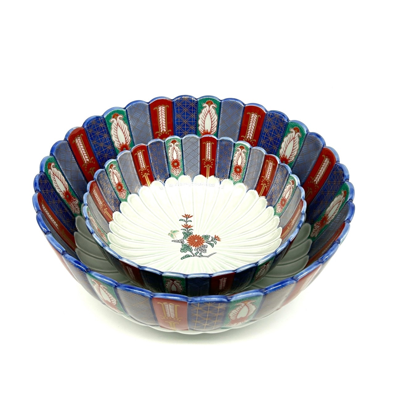 限定品】染錦地紋9.5号大鉢(化粧箱入)【林九郎窯】｜創亭やぶきた