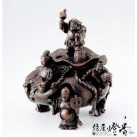 香炉/香器『高岡銅器【十六羅漢香炉/雲龍蓋】銅製/内島青凰作』竹中