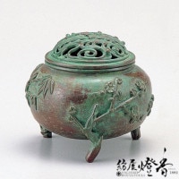 香炉/香器『高岡銅器【鳳寿獅子蓋香炉/古手色】銅製[空焚き用]』竹中