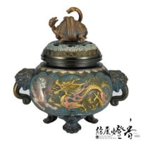 香炉/香器『高岡銅器【福兎/宝袋香炉】銅製/金寿堂作』竹中銅器