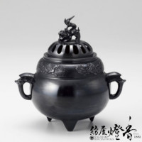 香炉/香器『高岡銅器【玉形三友文焼青銅色香炉】銅製/須賀月芳作』竹中