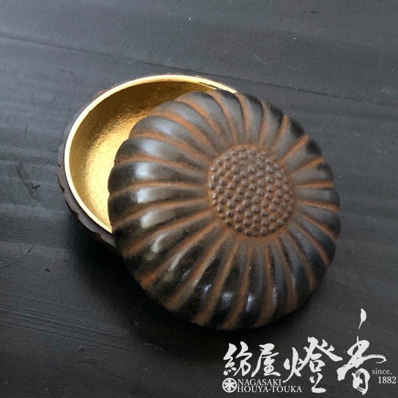 香合/香用具『高岡銅器【菊華-KIKUKA-/古手色】紙箱入[銅製]』竹中銅器